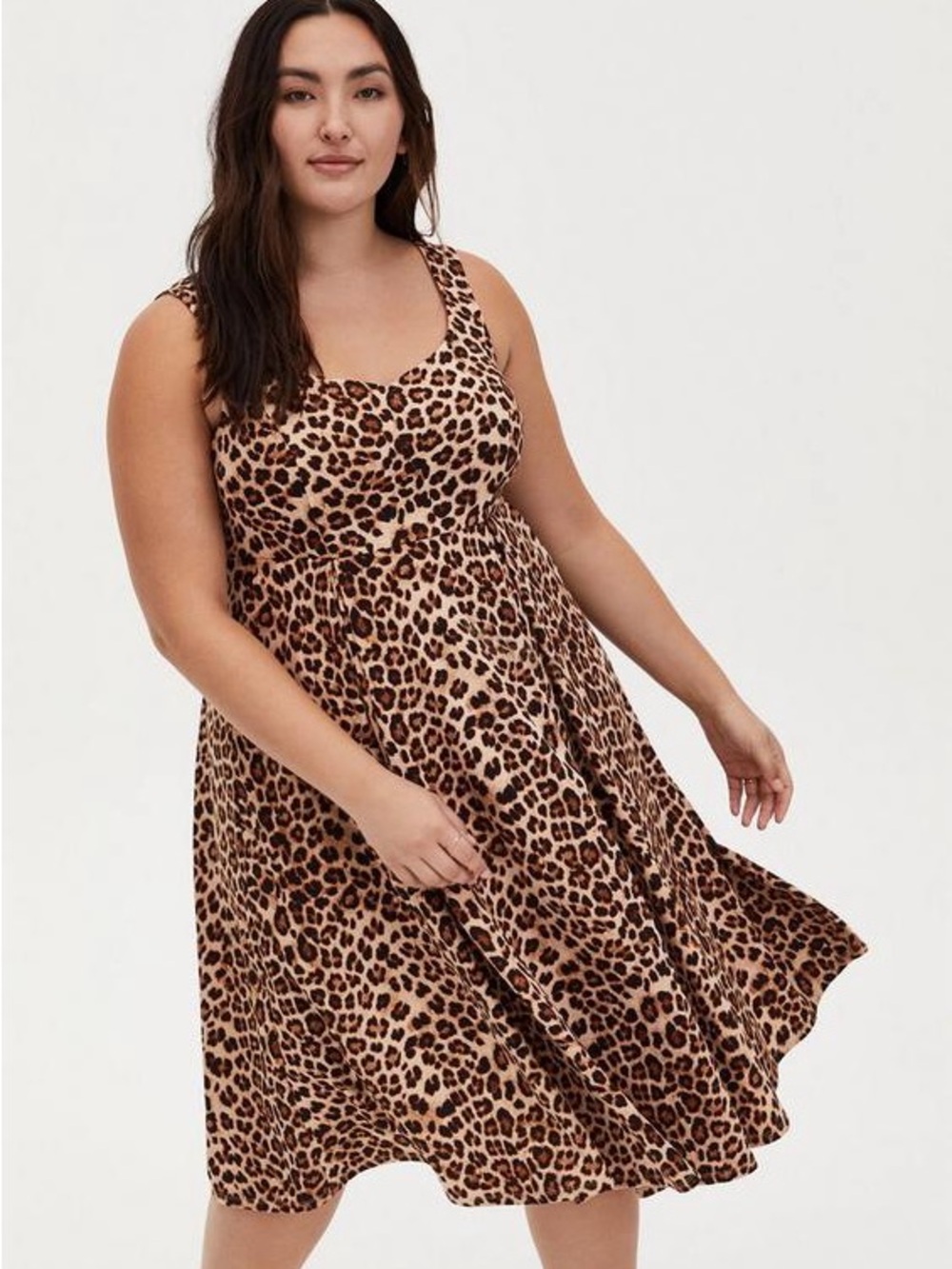 Leopard Sweetheart Skater Midi Dress